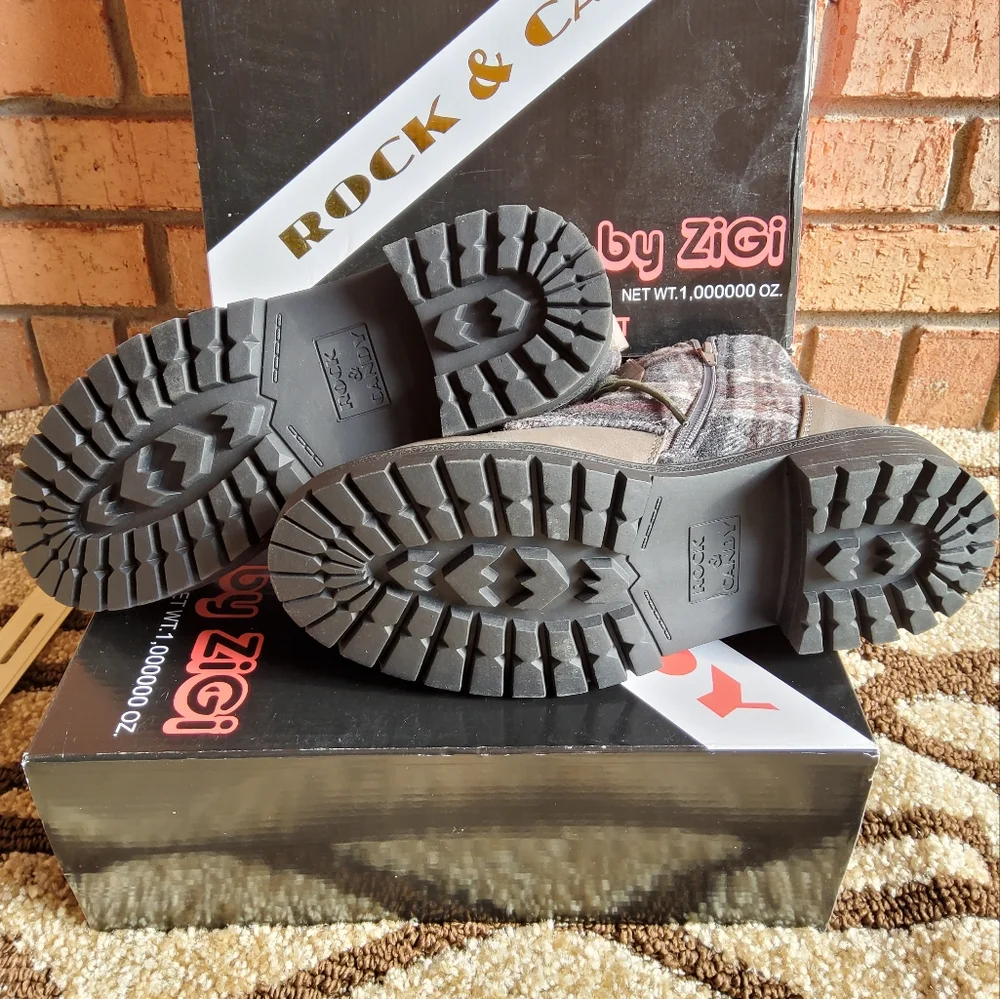 NEW! ROCK & CANDY GREY MAX FAUX LEATHER  COMBAT ANKLE BOOTS SHOES SIZE 6 M - Picture 6 of 11